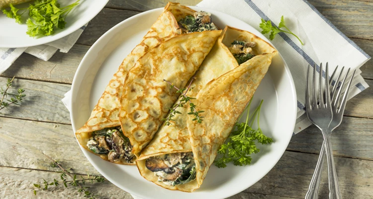 Pikante Versuchung: Champignon-Spinat-Crêpes